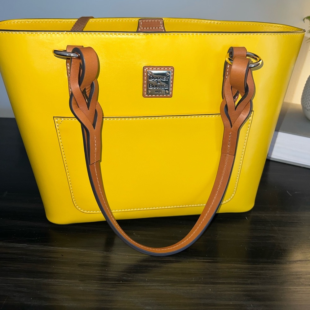 Dooney & Bourke Vibrant Yellow Tote with Tan Accents